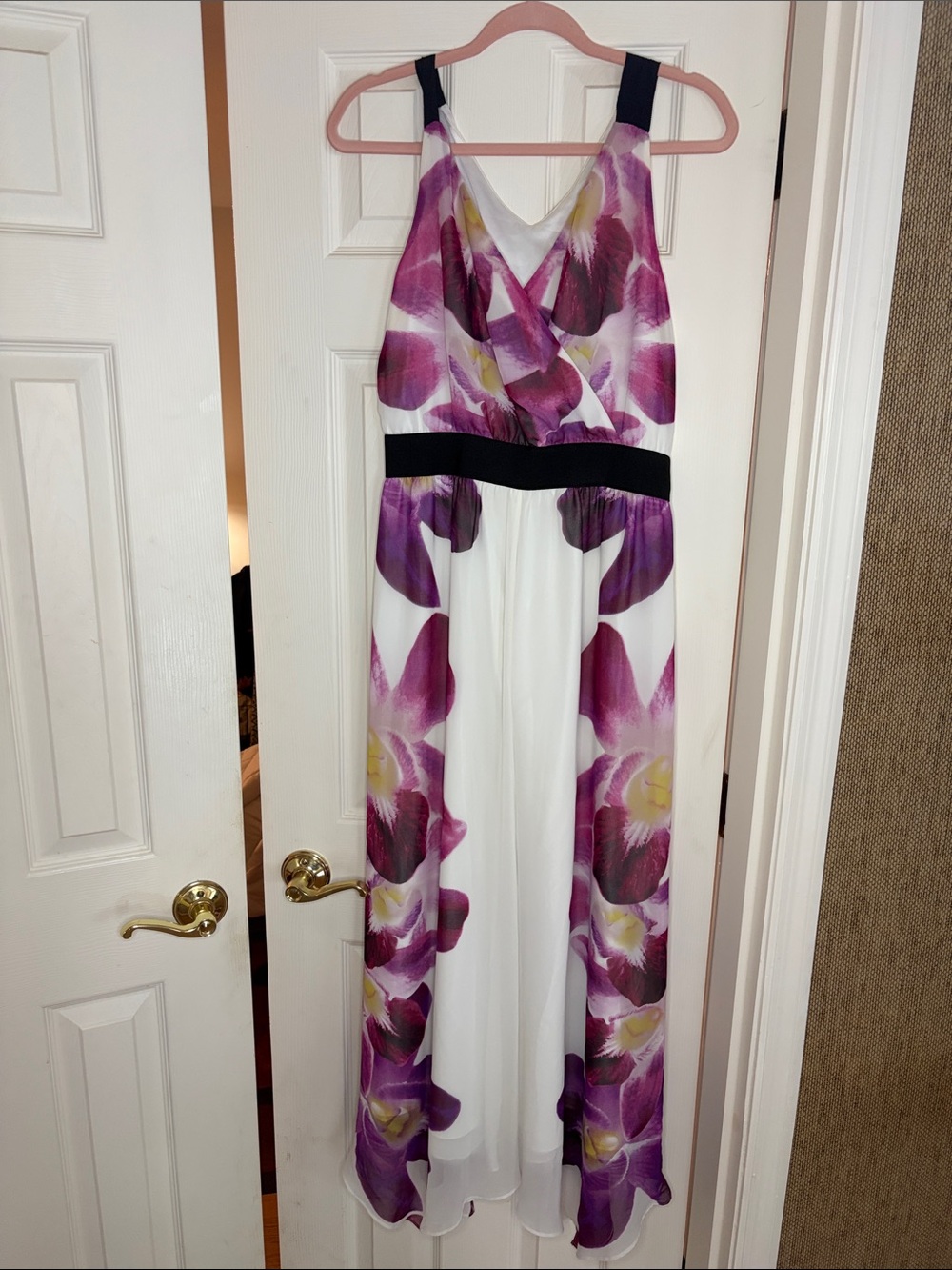Floral V-Neck Maxi Dress in Purple and White